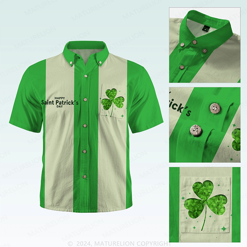 Maturelion St. Patrick's Button Pocket ShirtVintage Shamrock Edition Hawaiian Shirt