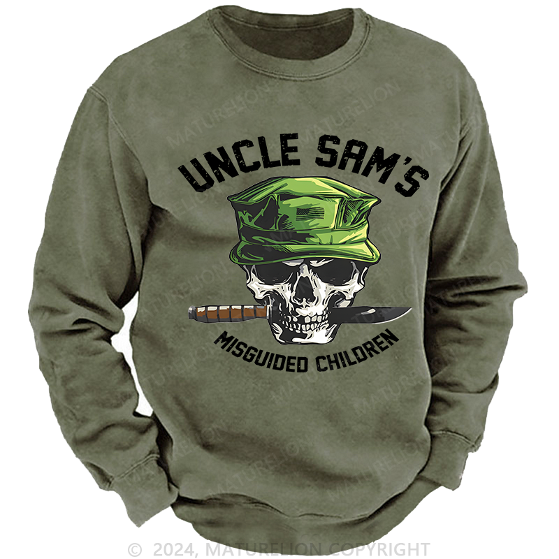 Maturelion Men's Sweatshirt Uncle Sam's Misguided Children Washed Sweatshirt