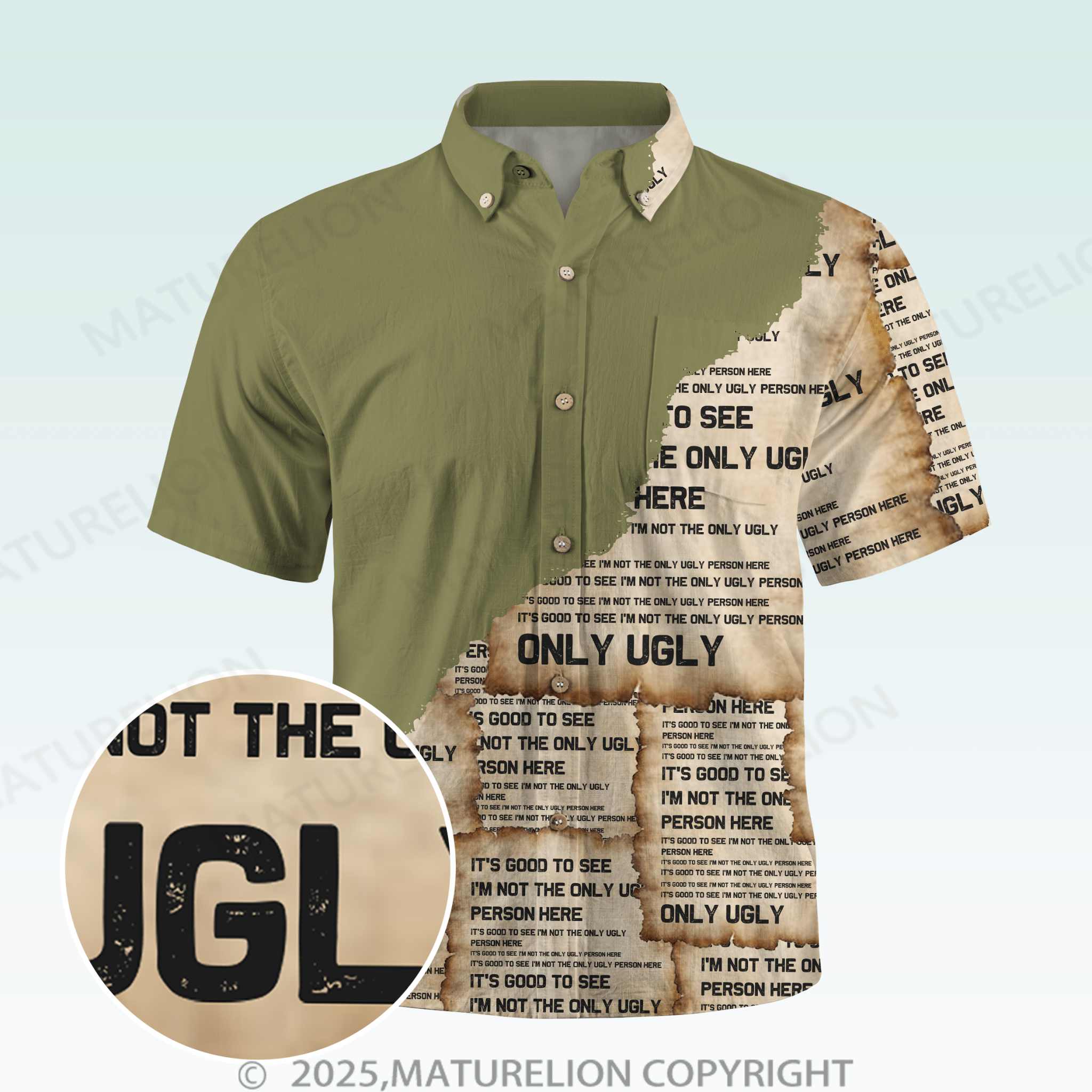 Maturelion Men's Button Pocket ShirtIt's Good To See I'm Not The Only Ugly Person Here Hawaiian Shirt