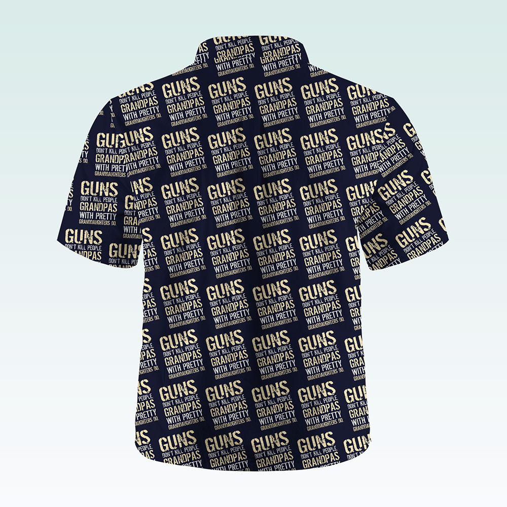 Maturelion Men's Button Pocket ShirtGuns Don't Kill People Dads With Pretty Daughters Do Hawaiian Shirt