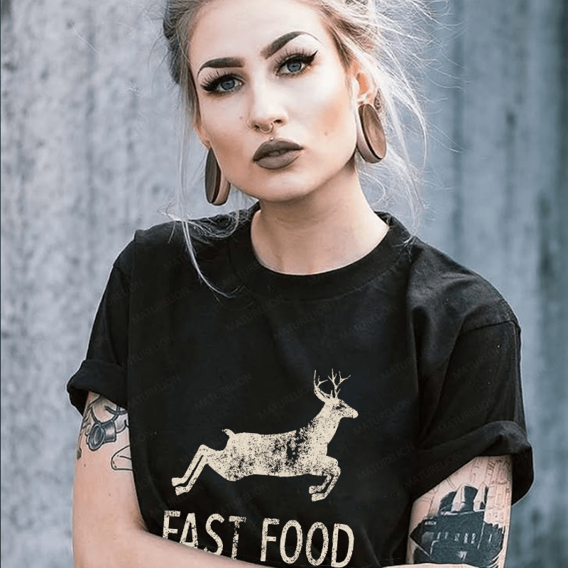 Maturelion Fast Food Funny Men Hunting Unisex Cotton T-shirt (Free Customization)