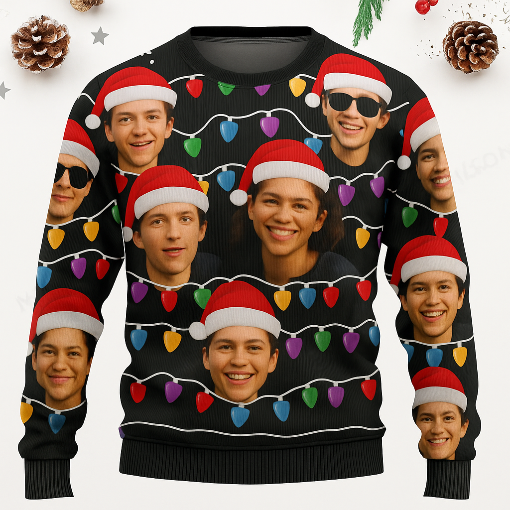 Maturelion Custom Face Christmas Family Pet Funny Ugly Christmas Sweater