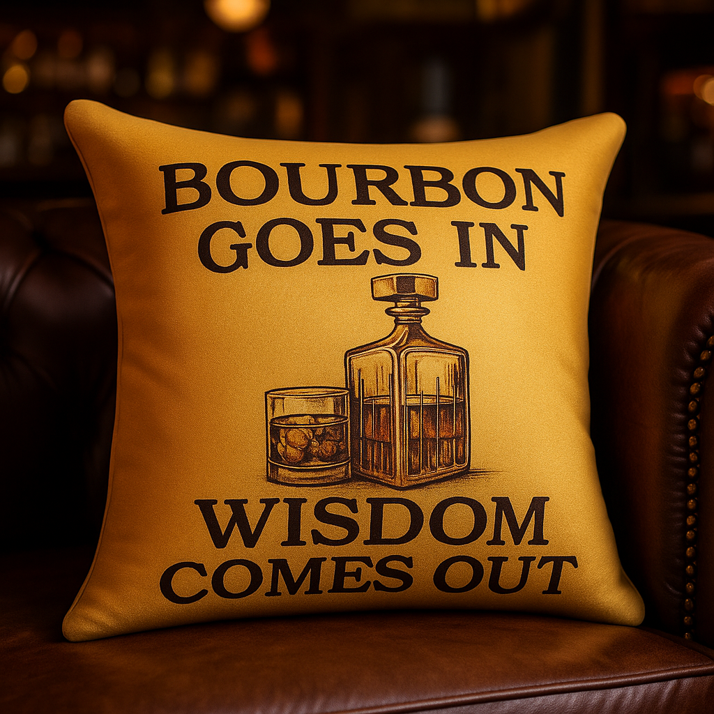 Maturelion Bourbon Goes In Wisdom Comes Out Holiday Gifts Graphic 3D Print Pillow