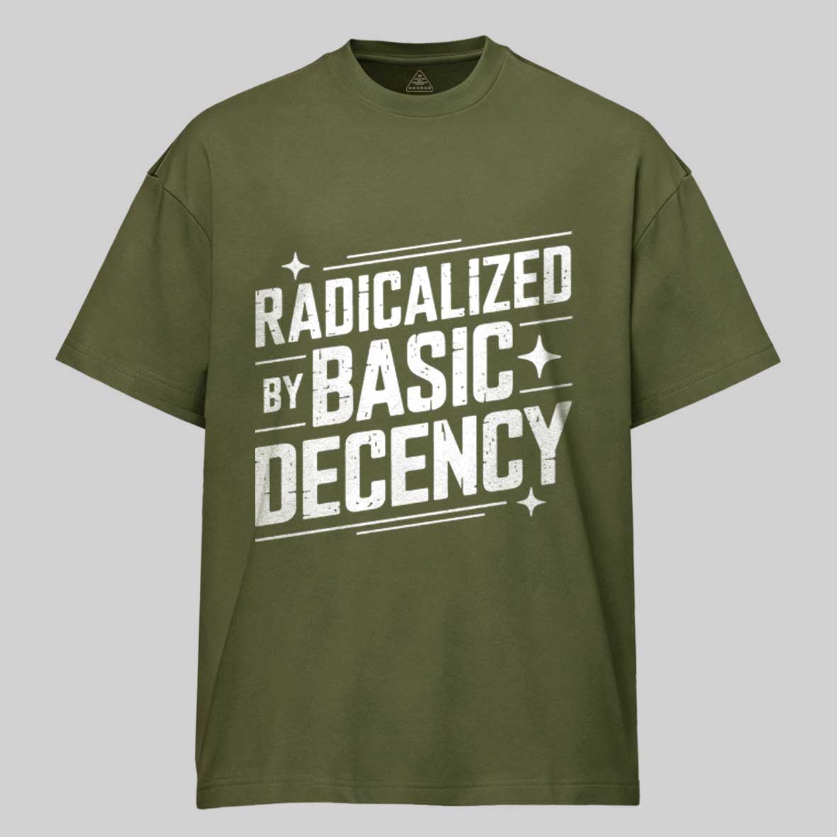 Maturelion Radicalized-by-basic-decency-3 Cotton T-shirt