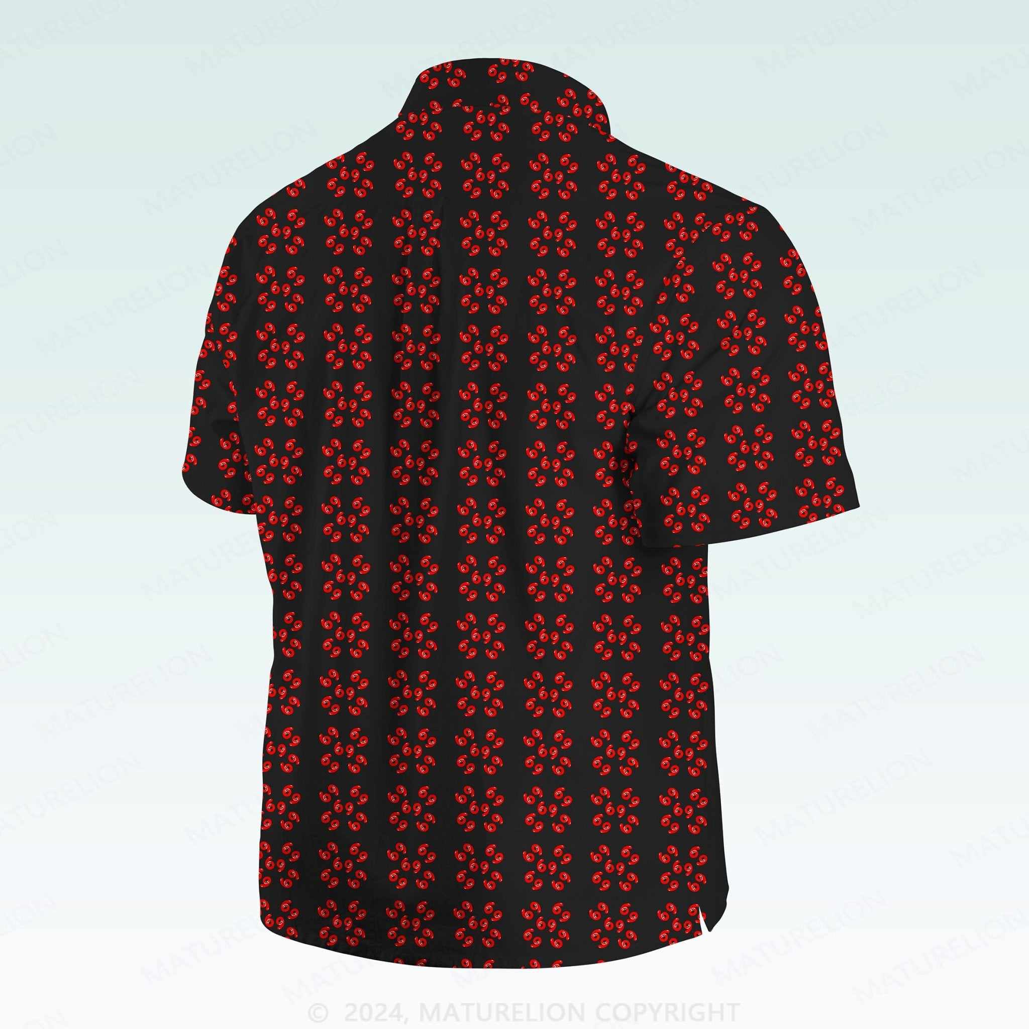 Maturelion Men's Button Pocket Shirt69 Innuendo Beach Hawaiian Shirt