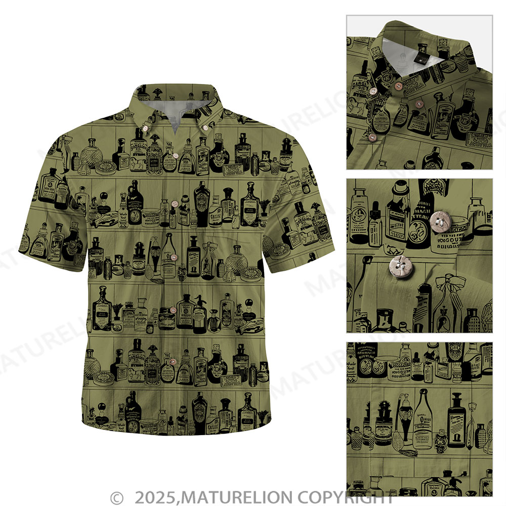 Maturelion Men's Hawaiian Shirt Pacific Flow Button Up Shirt