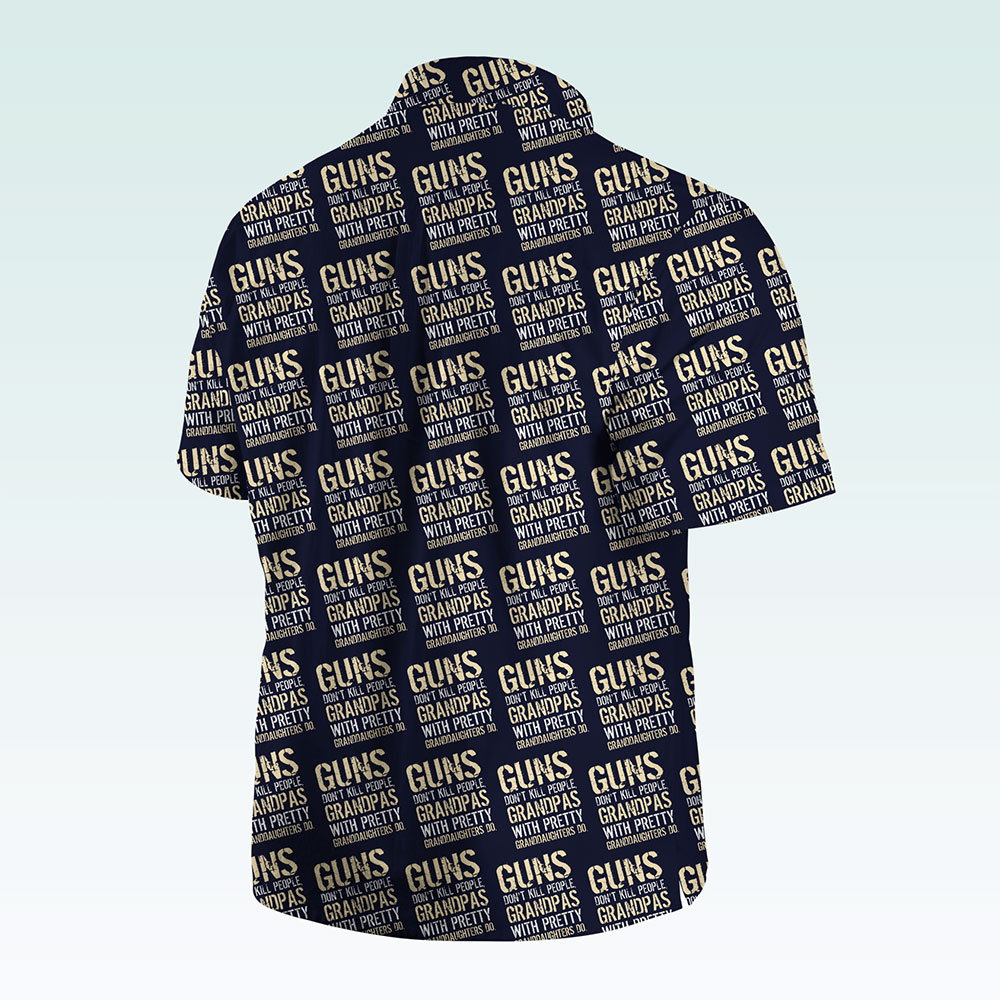 Maturelion Men's Button Pocket ShirtGuns Don't Kill People Dads With Pretty Daughters Do Hawaiian Shirt