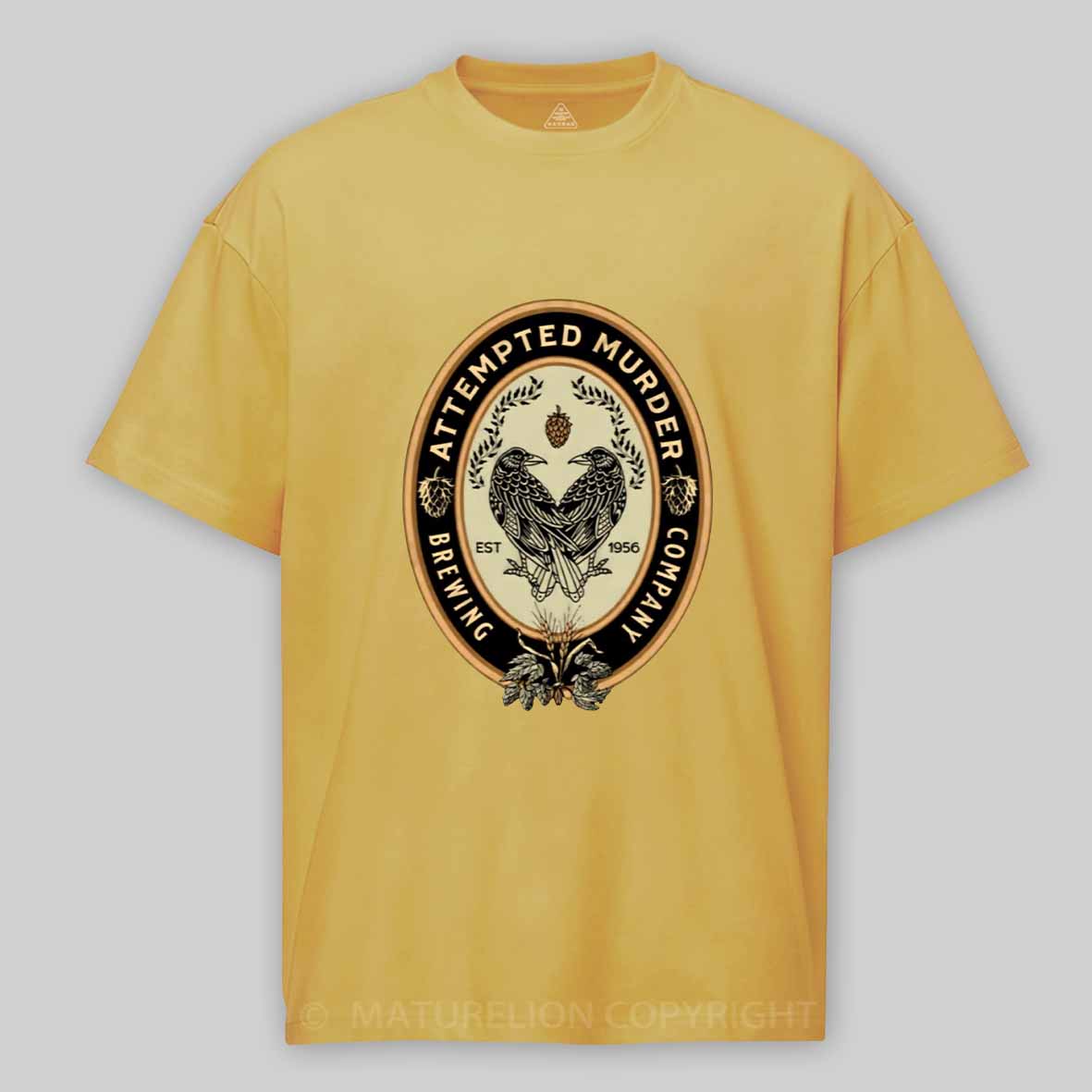 Maturelion Attempted Murder Brewing Company Beer Logo Crows & Ravens Cotton T-shirt