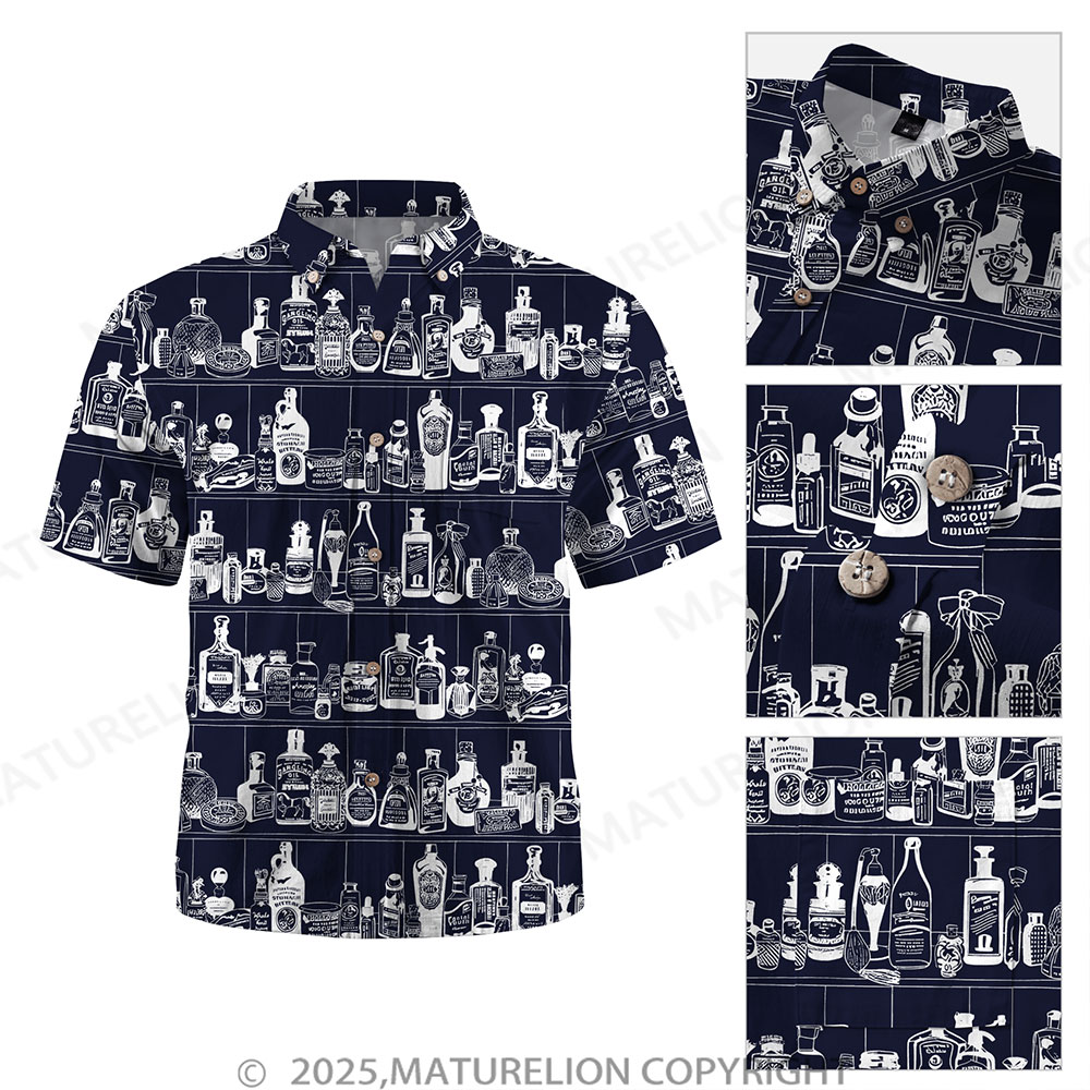 Maturelion Men's Hawaiian Shirt Pacific Flow Button Up Shirt