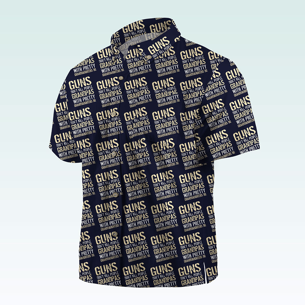 Maturelion Men's Button Pocket ShirtGuns Don't Kill People Dads With Pretty Daughters Do Hawaiian Shirt