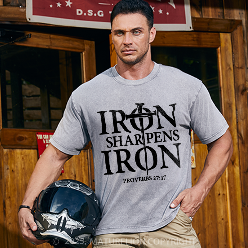 Maturelion Men's T-shirt Iron Sharpens Iron Cotton T-shirt