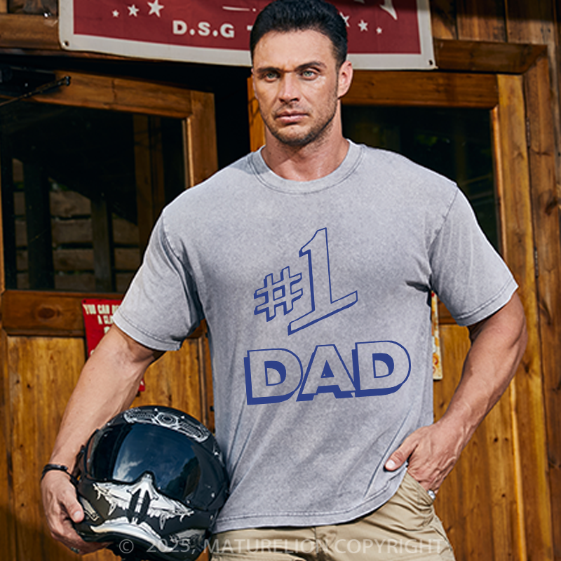Maturelion Men's T-shirt Number 1 Dad Father's Gift T-shirt