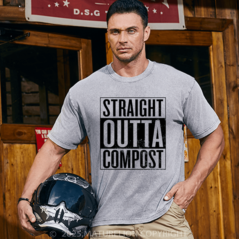 Maturelion Men's T-Shirt Straight Outta Compost Cotton T-Shirt