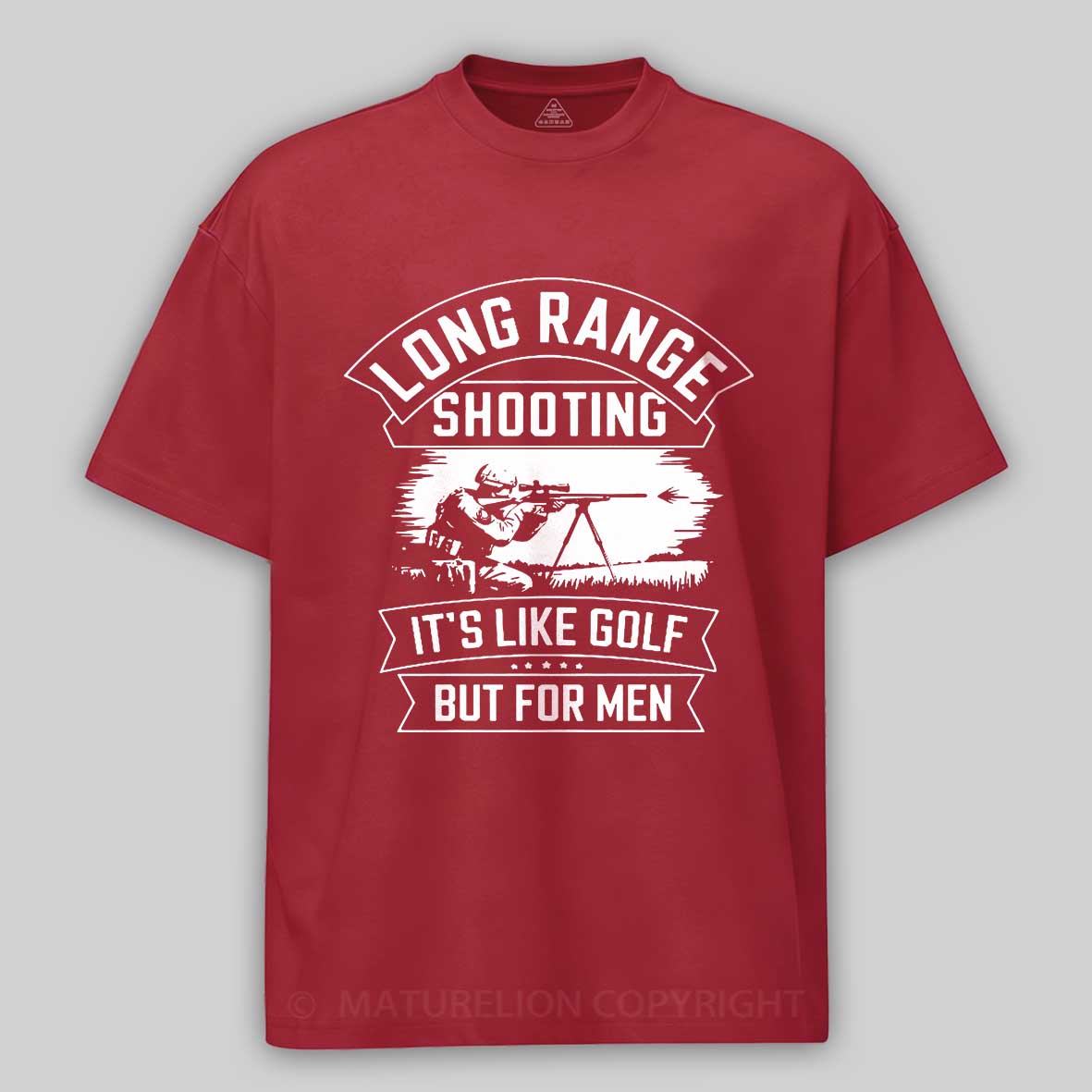 Maturelion Men's T-shirt Long range shooting it's like golf but for men Cotton T-shirt