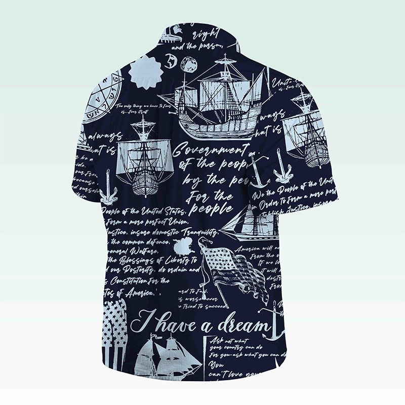 Maturelion Men's Button Pocket Shirt Helloice Steampunk Gold Compass Print Short Sleeve Hawaiian Shirt