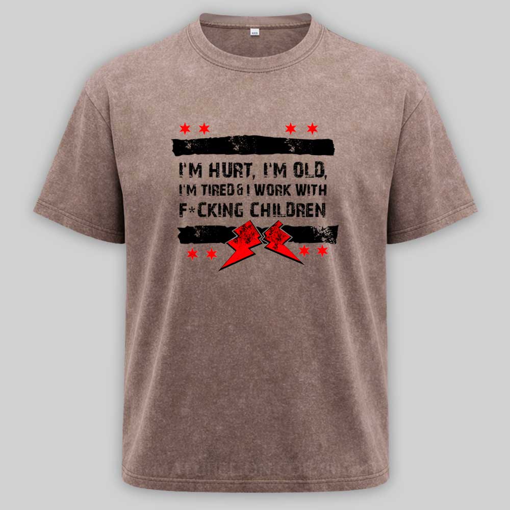 Maturelion Old Man Punk I'M Hurt, I'M Old, I'M Tired CM Washed T-shirt