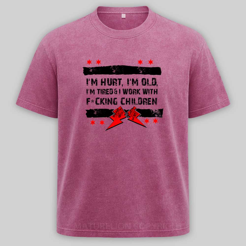 Maturelion Old Man Punk I'M Hurt, I'M Old, I'M Tired CM Washed T-shirt