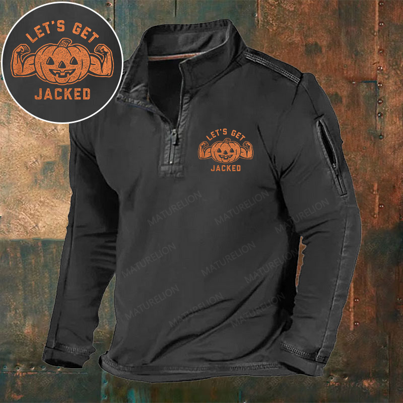 Maturelion Men's T-Shirt Pumpkin Let's Get Jacked Halloween Cotton T-Shirt