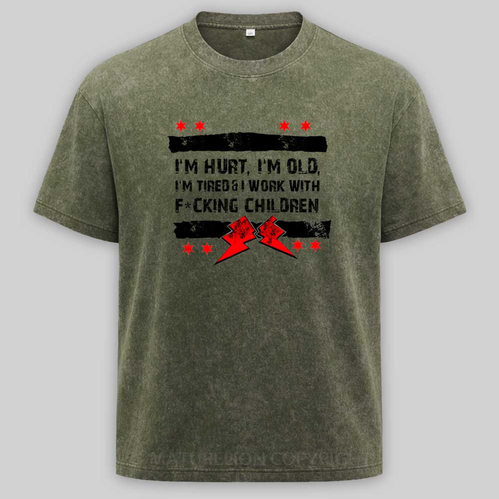 Maturelion Old Man Punk I'M Hurt, I'M Old, I'M Tired CM Washed T-shirt