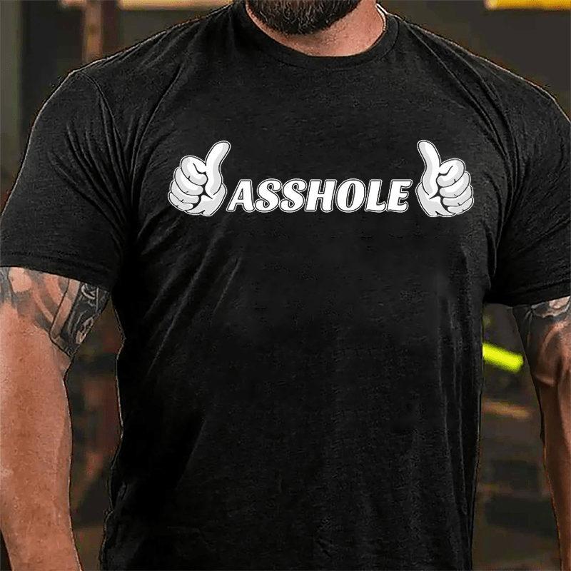 Asshole Two Thumbs Up Cotton T-shirt-Maturelion