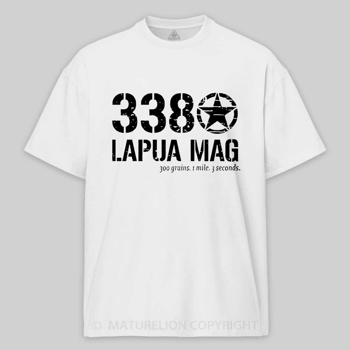 338 Lapua Mag 300 Grains 1 Mile 3 Seconds Cotton T-shirt 