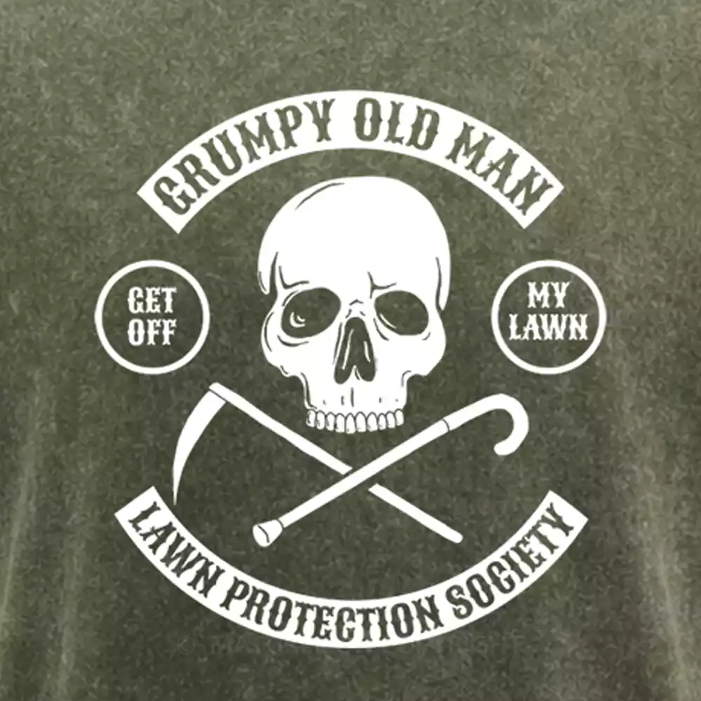 Maturelion Grumpy Old Man Lawn Protection Society - Get Off My Lawn! Washed T-shirt
