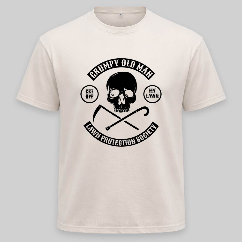 Maturelion Grumpy Old Man Lawn Protection Society - Get Off My Lawn! Washed T-shirt