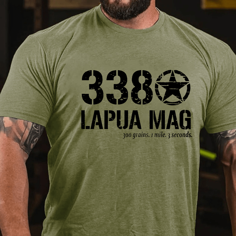 338 Lapua Mag 300 Grains 1 Mile 3 Seconds Cotton T-shirt (Free Customization)