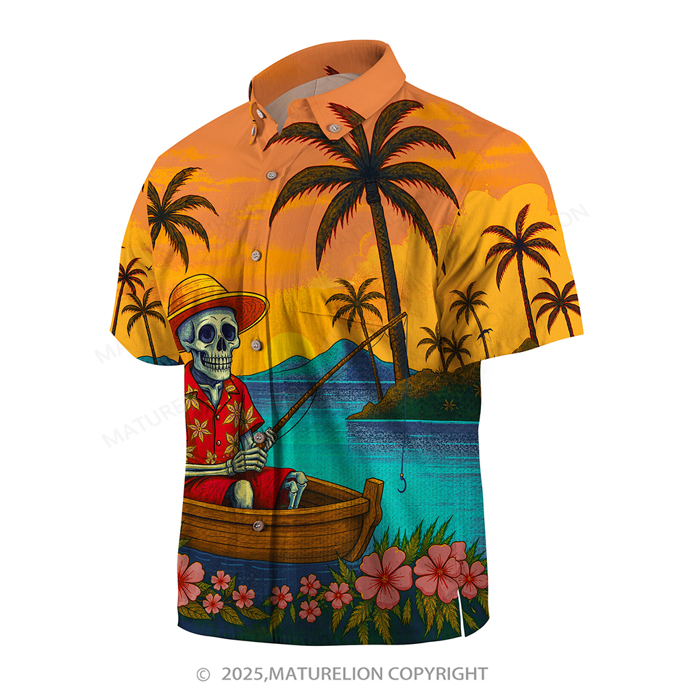 Maturelion Christmas Hawaiian Shirt Red Black Plaid Santa Hawaiian Shirt