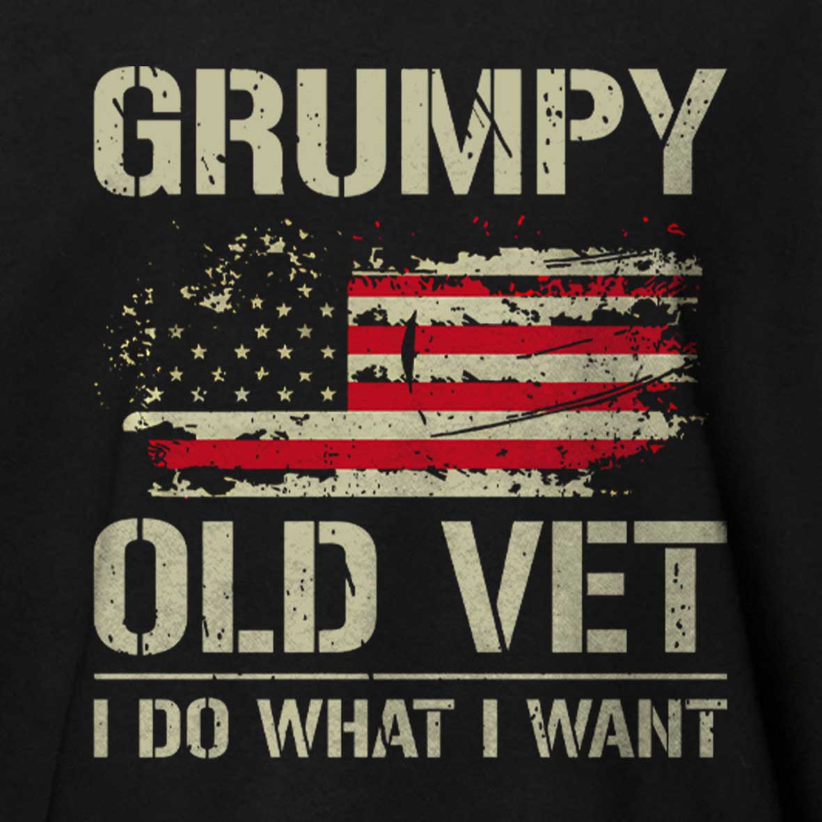 Maturelion Grumpy Old Vet I Do What I Want Retro Patriotic Cotton T-shirt