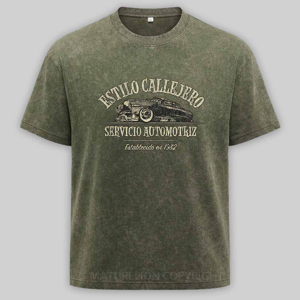 Maturelion Estilo Callejero Servicio Automotriz 1982 Washed T-shirt