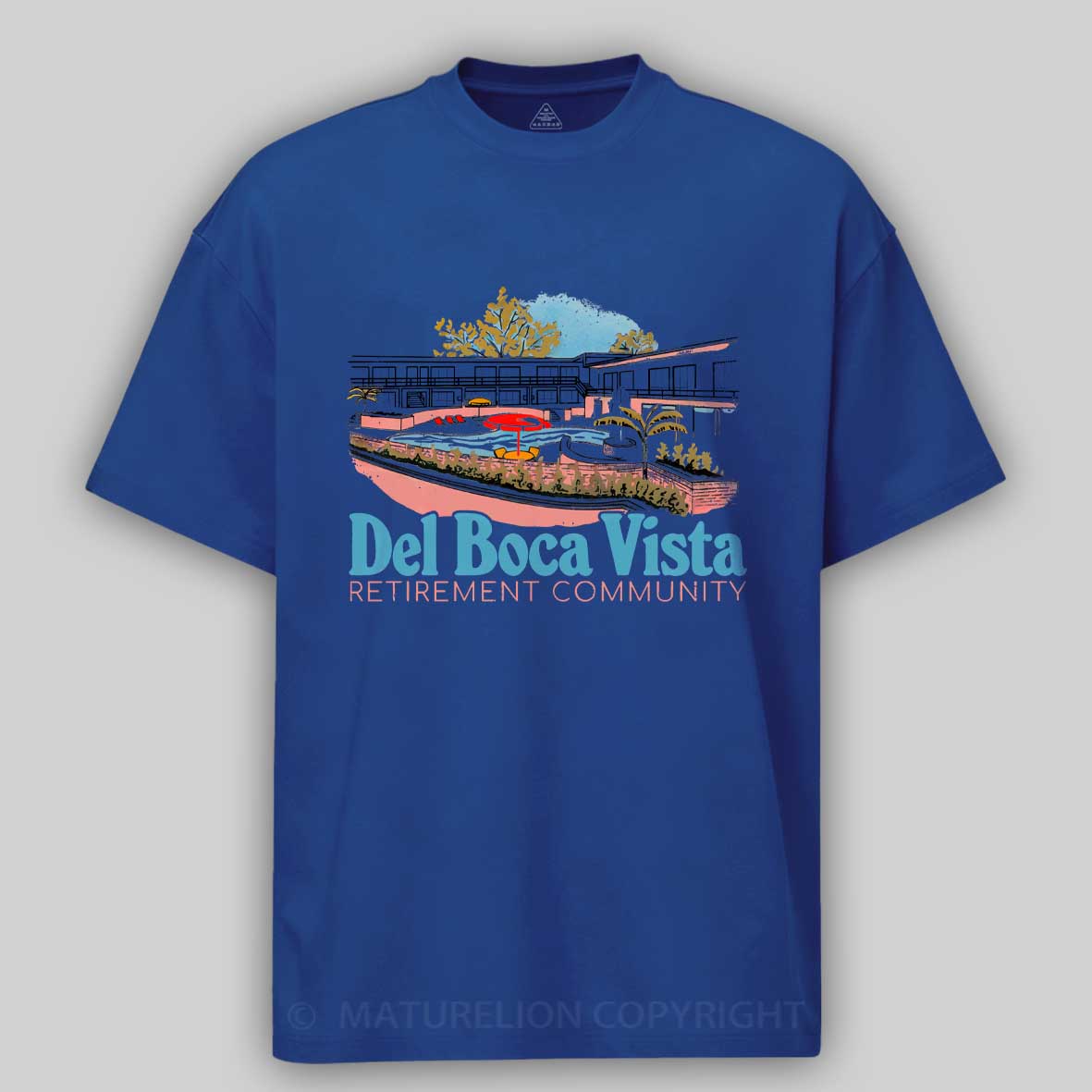 Maturelion Del Boca Vista Retirement Community - Retro Original Design Cotton T-shirt