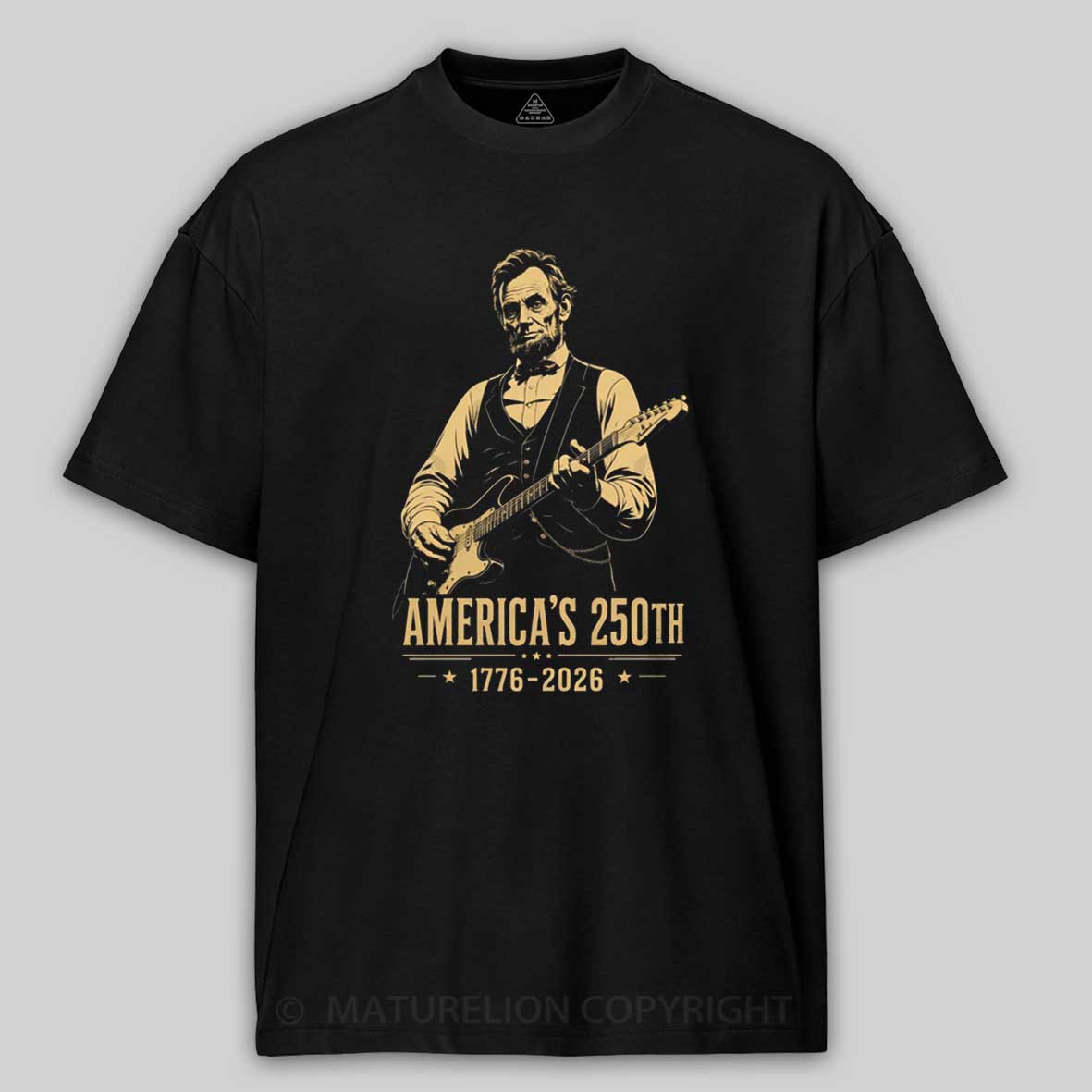 Maturelion Abraham Lincoln Playing Guitar 250th Anniversary T-shirt