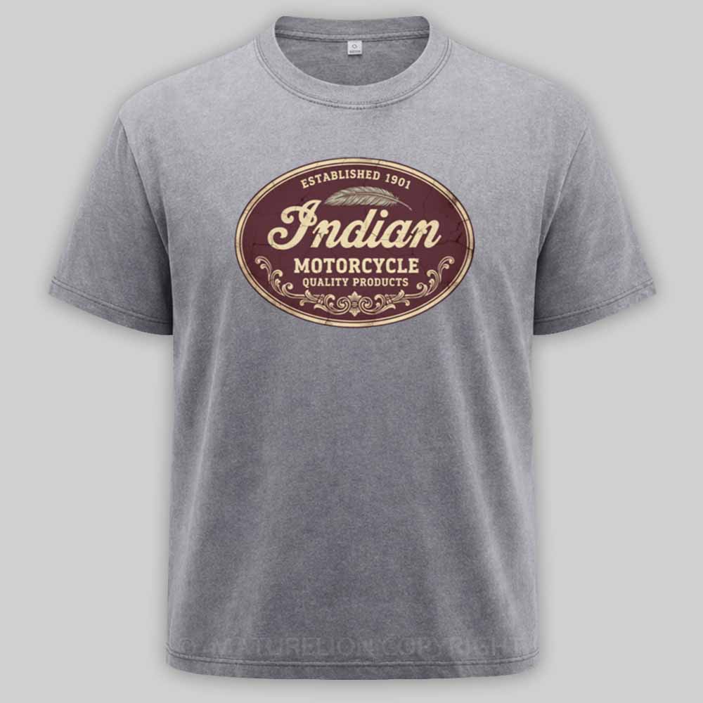 Maturelion Indian Motorcycles Sign Washed T-shirt