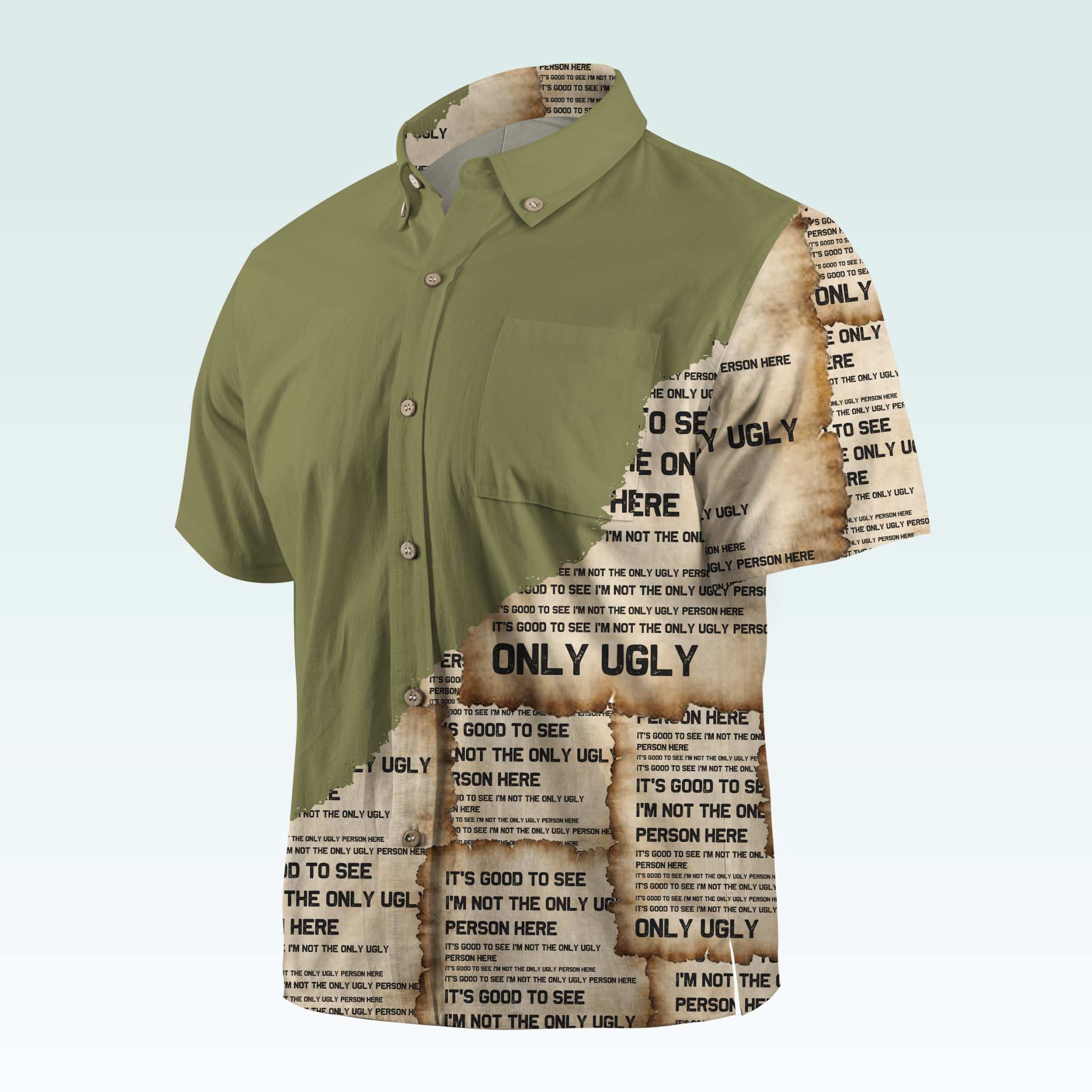 Maturelion Men's Button Pocket ShirtIt's Good To See I'm Not The Only Ugly Person Here Hawaiian Shirt
