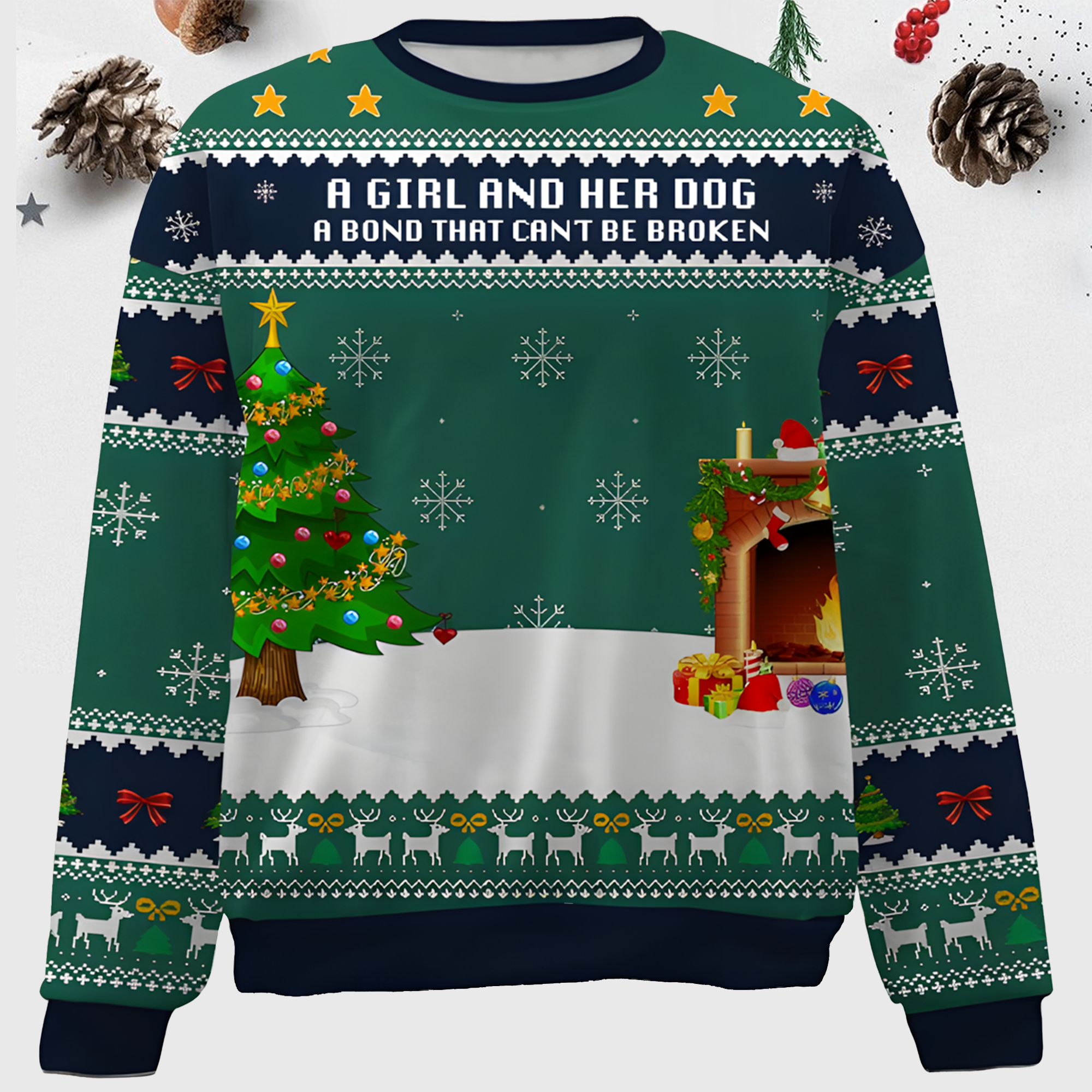 Maturelion A Girl And Her Dog Custom Photo Gift for For Dog Moms Christmas Sweater