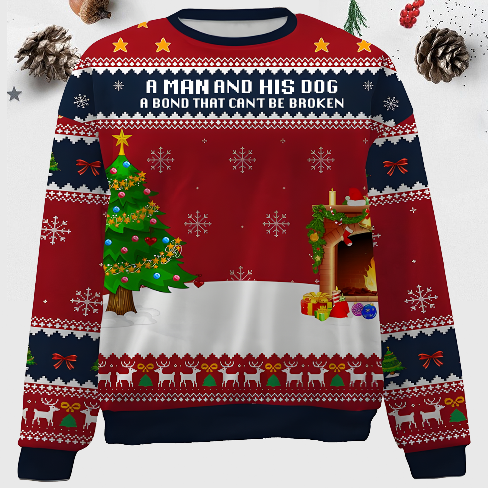 Maturelion A Boy And His Dog Custom Photo Gift for For Dog Dads Christmas Sweater