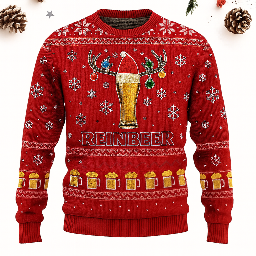 Maturelion Reinbeer Beer Funny Christmas Ugly Sweater