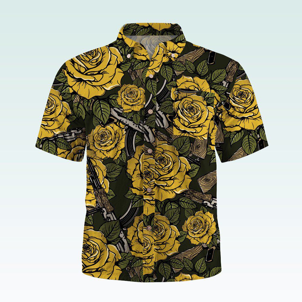 Maturelion Men's Button Pocket Shirt Harper Rose Allover Print Short Sleeve Shirt