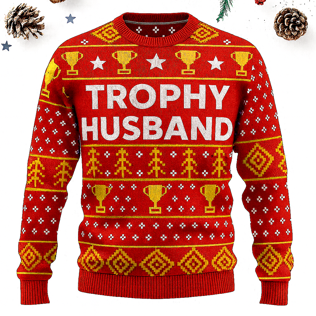 Maturelion Trophy Husband Funny Christmas Ugly Sweater