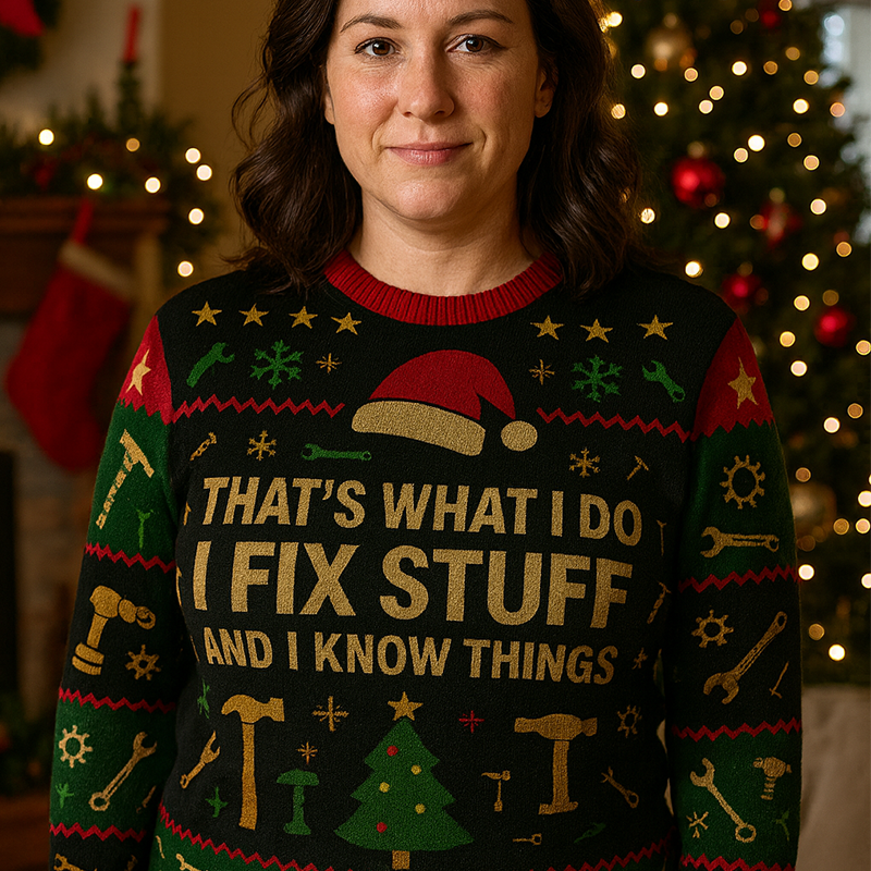 Maturelion That's What I Do I Fix Stuff And I Know Things Ugly Sweater