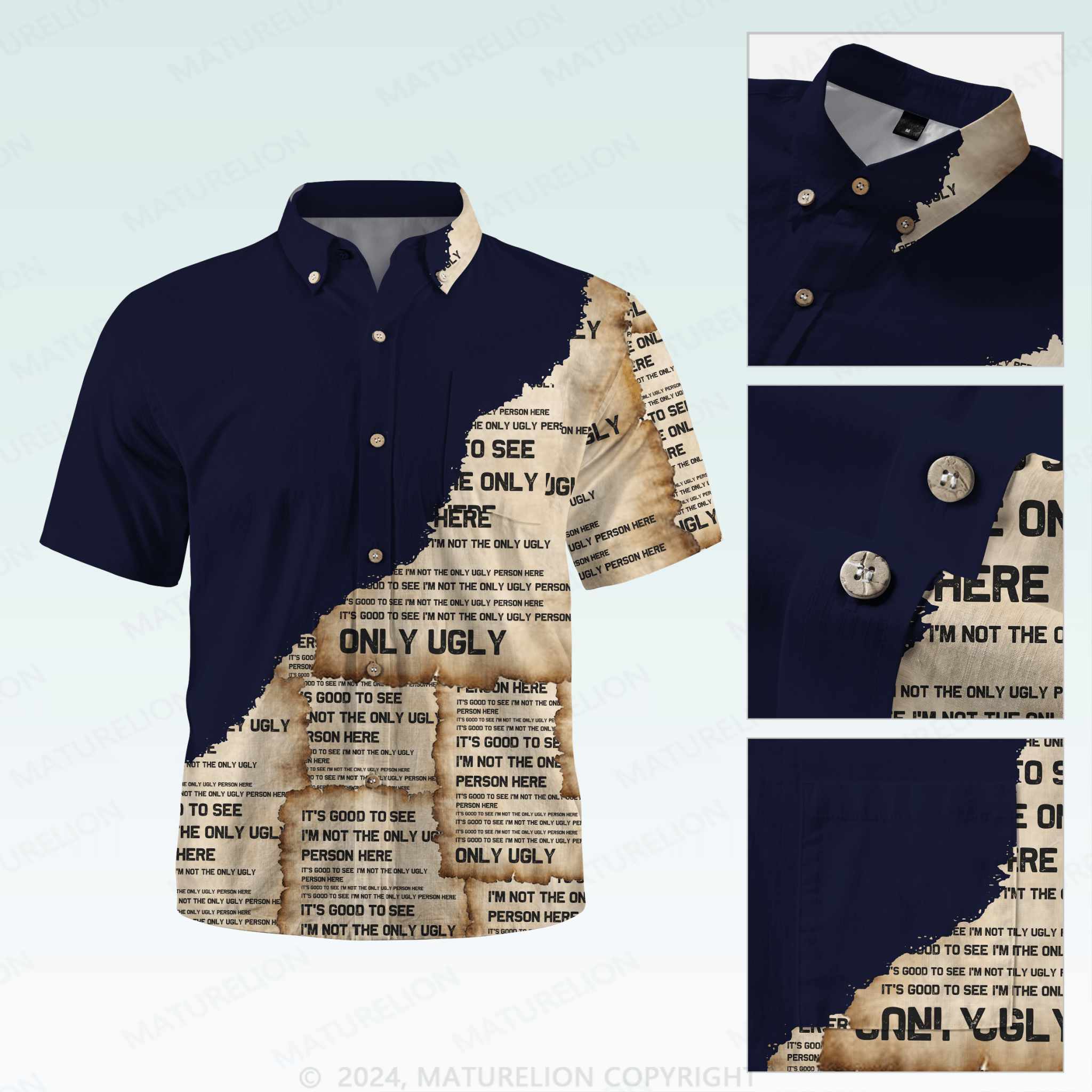 Maturelion Men's Button Pocket ShirtIt's Good To See I'm Not The Only Ugly Person Here Hawaiian Shirt