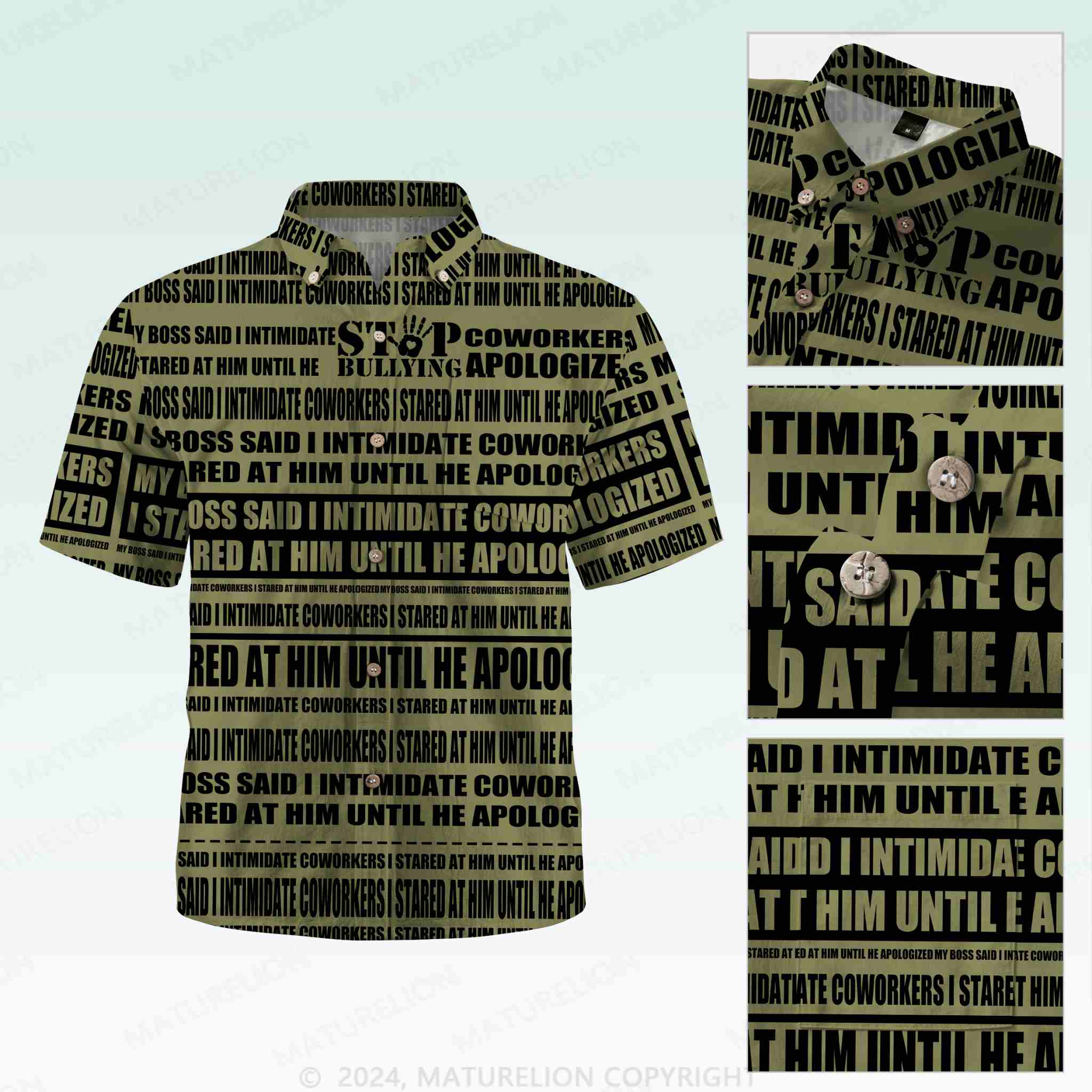 Maturelion Men's Button Pocket ShirtMy Boss Said I Intimidate Coworkers I Stared At Him Until He Apologized Hawaiian Shirt