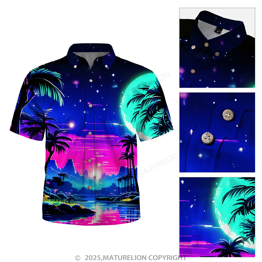 Matreulion Men's Aloha Shirts Coconut Tree Hawaiian Shirt
