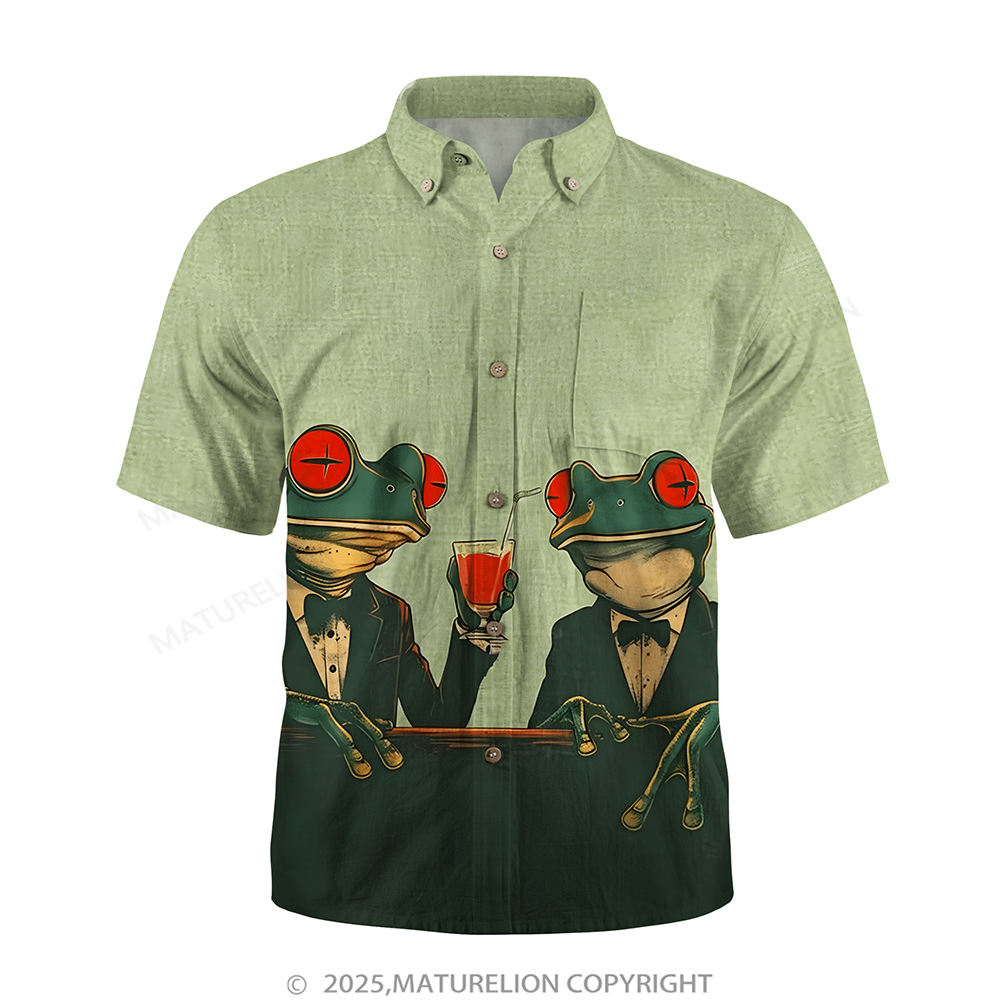 Maturelion Men's Aloha Shirts Animal Graphic Art Print Hawaiian Shirt