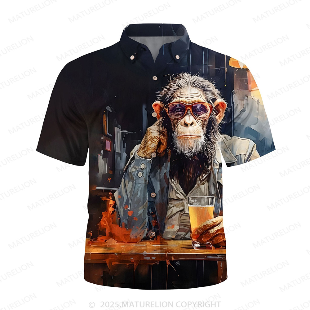 Maturelion Aloha Shirts Animal Illustration Graphic Hawaiian Shirt