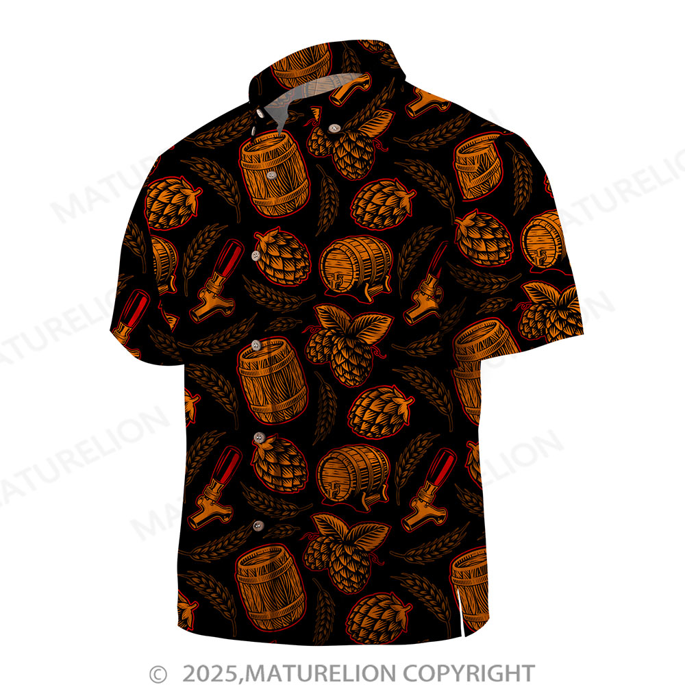 Maturelion Men's Hawaiian Shirt Palm Breeze Button Up Shirt