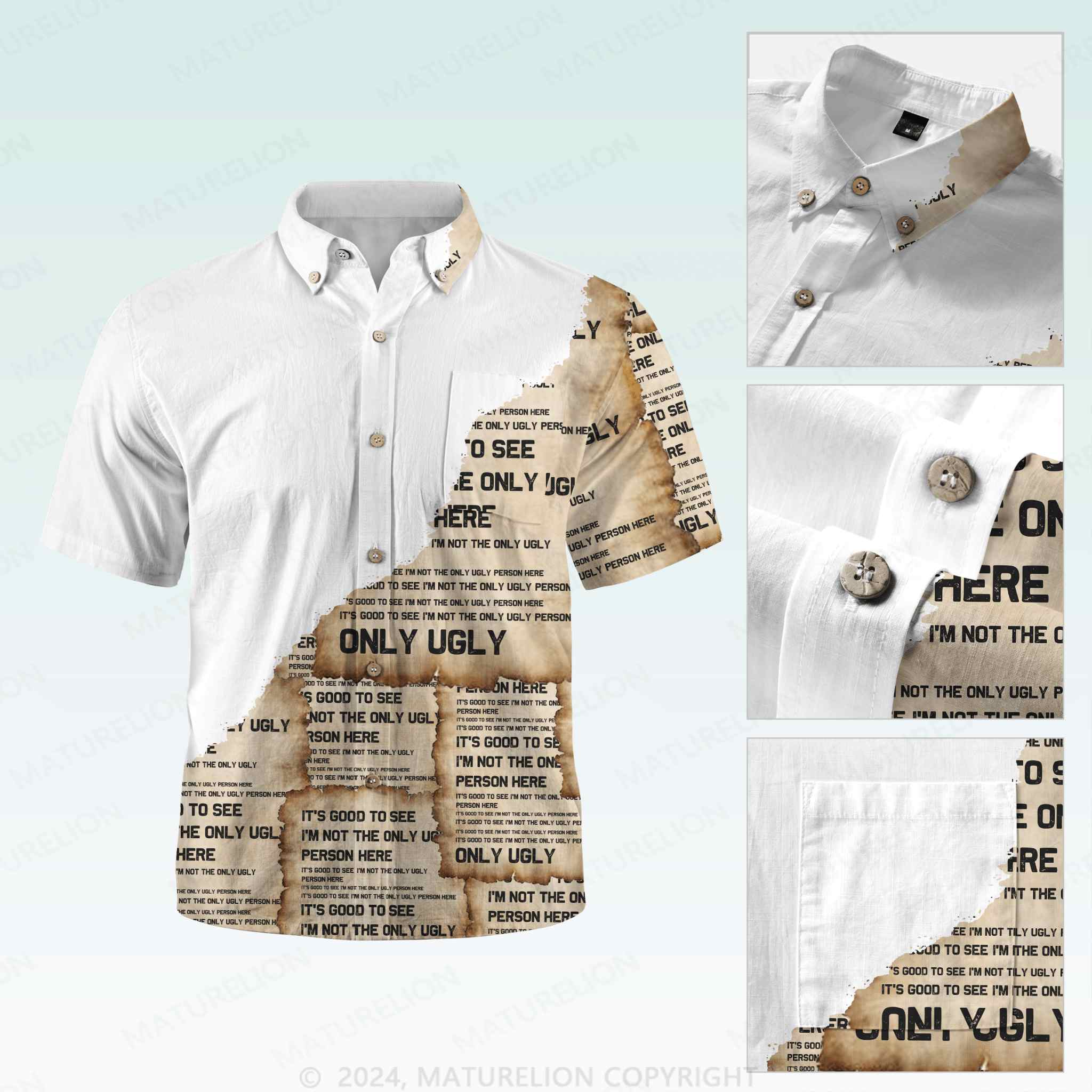 Maturelion Men's Button Pocket ShirtIt's Good To See I'm Not The Only Ugly Person Here Hawaiian Shirt