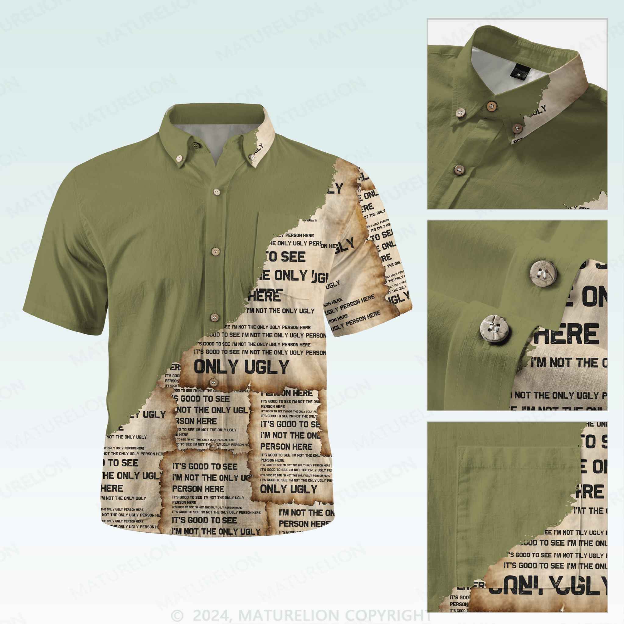 Maturelion Men's Button Pocket ShirtIt's Good To See I'm Not The Only Ugly Person Here Hawaiian Shirt