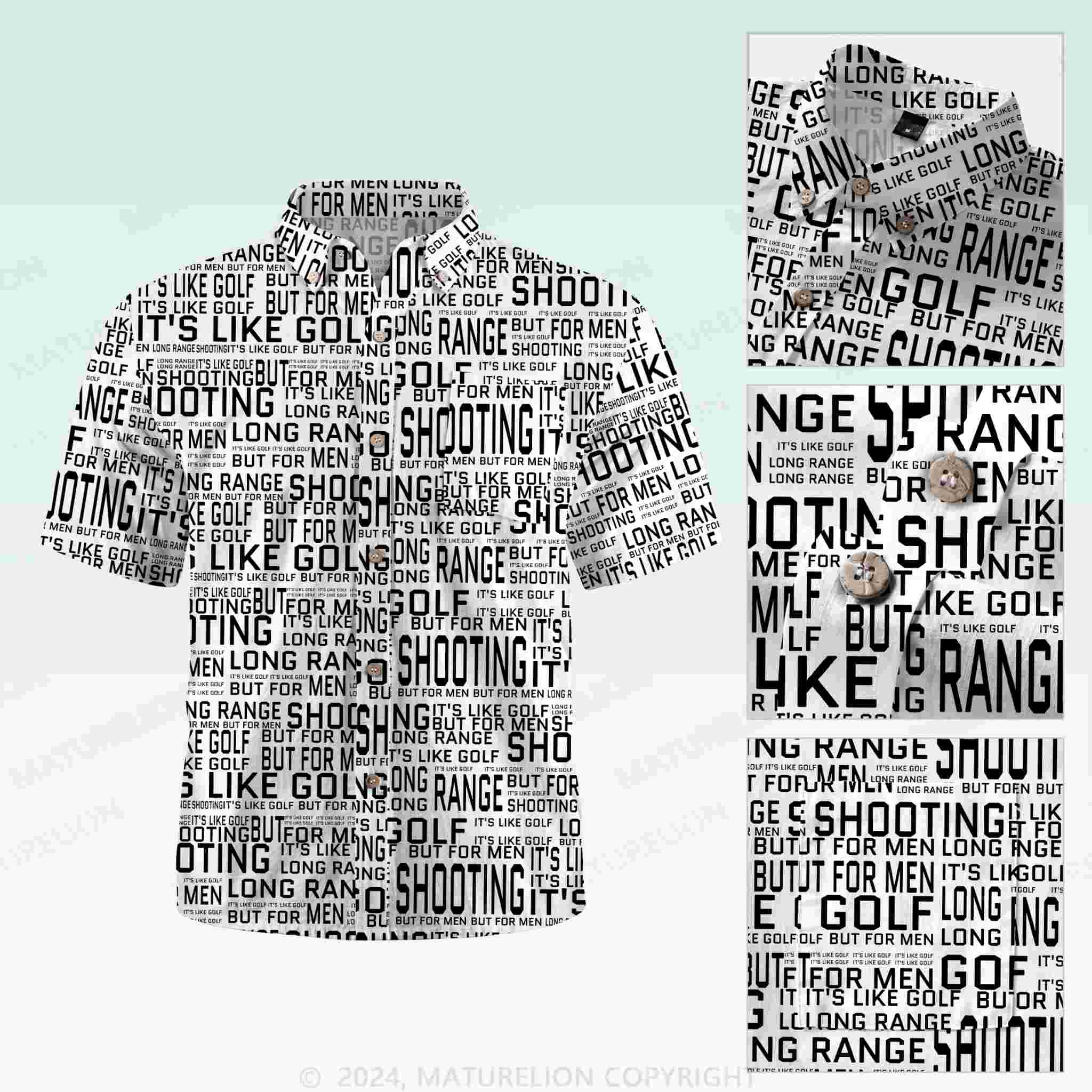 Maturelion Men's Button Pocket ShirtLong Range Shooting It's Like Golf But For Men Hawaiian Shirt